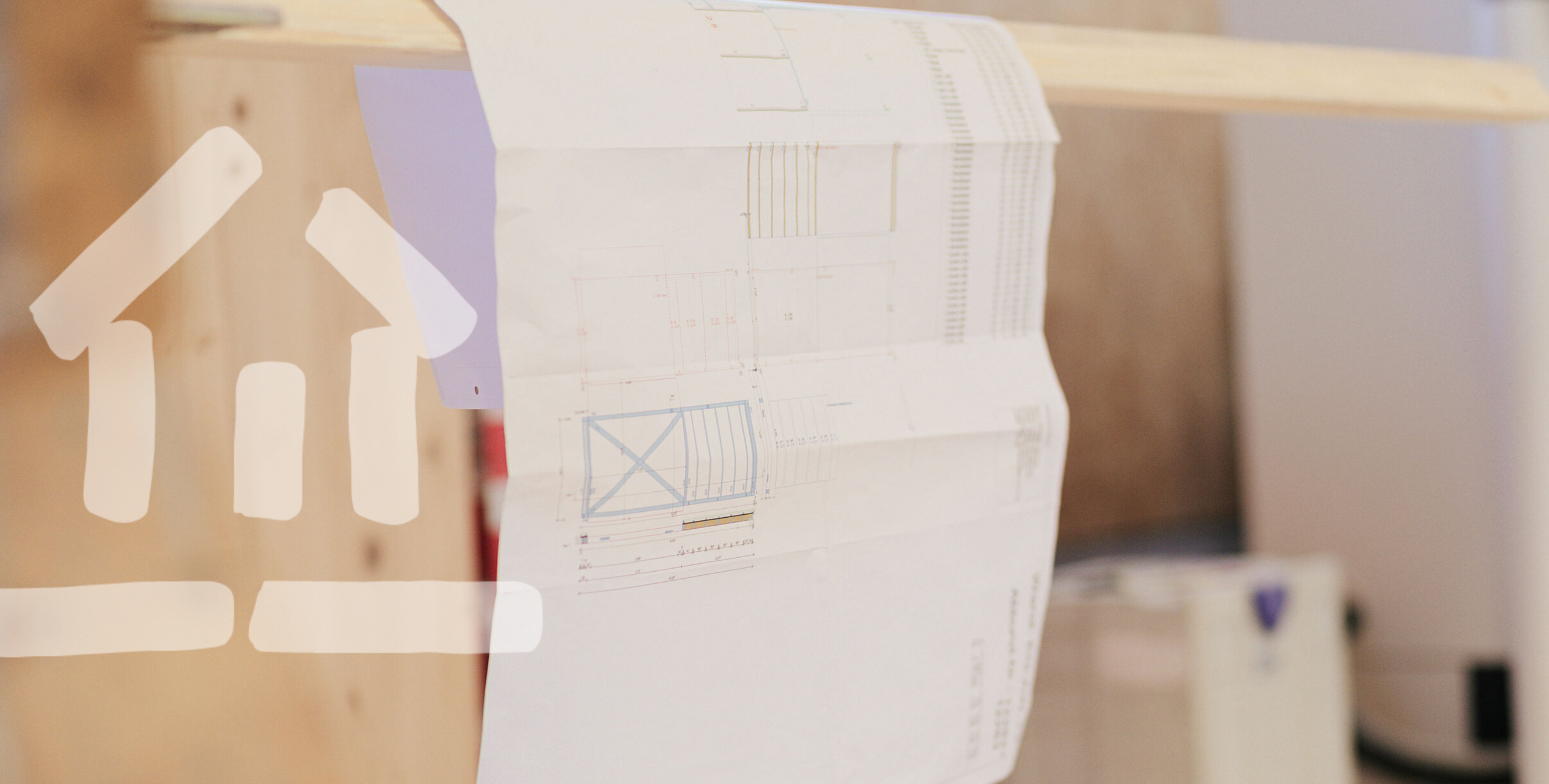 Bauplan mit Haus-Icon – Symbol für die Leistungen von Aischtaler Holzhaus