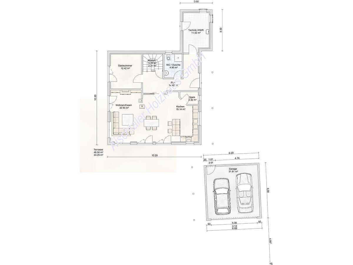 Grundriss Erdgeschoss Ressourcenhaus – Aischtaler Holzhaus Grundriss Erdgeschoss Ressourcenhaus von Aischtaler Holzhaus